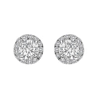 14K White Gold 1.0 Cttw Lab-Grown Diamond Halo Stud Earring (F-G Color, VS1-VS2 Clarity)