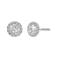 14K White Gold 1.0 Cttw Lab-Grown Diamond Halo Stud Earring (F-G Color, VS1-VS2 Clarity)
