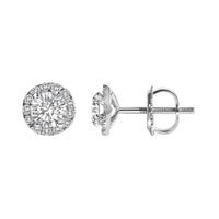 14K White Gold 1.0 Cttw Lab-Grown Diamond Halo Stud Earring (F-G Color, VS1-VS2 Clarity)