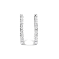 14K White Gold 3.00 Cttw Princess Diamond Inside Out Hoop Earrings