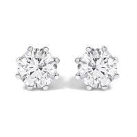 14K White Gold 1.0 Cttw Lab-Grown Diamond 8 Prong Hidden Halo Stud Earrings (F-G Color, VS1-VS2 Clarity)