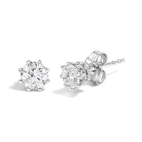 14K White Gold 1.0 Cttw Lab-Grown Diamond 8 Prong Hidden Halo Stud Earrings (F-G Color, VS1-VS2 Clarity)