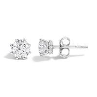 14K White Gold 1.0 Cttw Lab-Grown Diamond 8 Prong Hidden Halo Stud Earrings (F-G Color, VS1-VS2 Clarity)