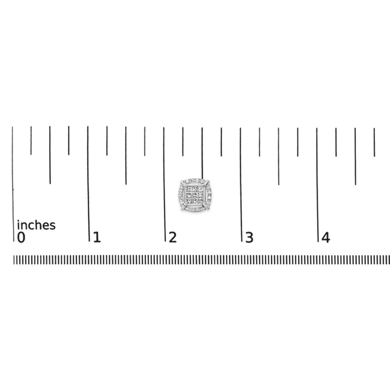 Sterling Silver 1 Cttw Princess Cut Diamond Square Halo Stud Earrings