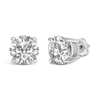 14K Gold Round Lab Grown Diamond Solitaire Stud Earrings with Screw Backs