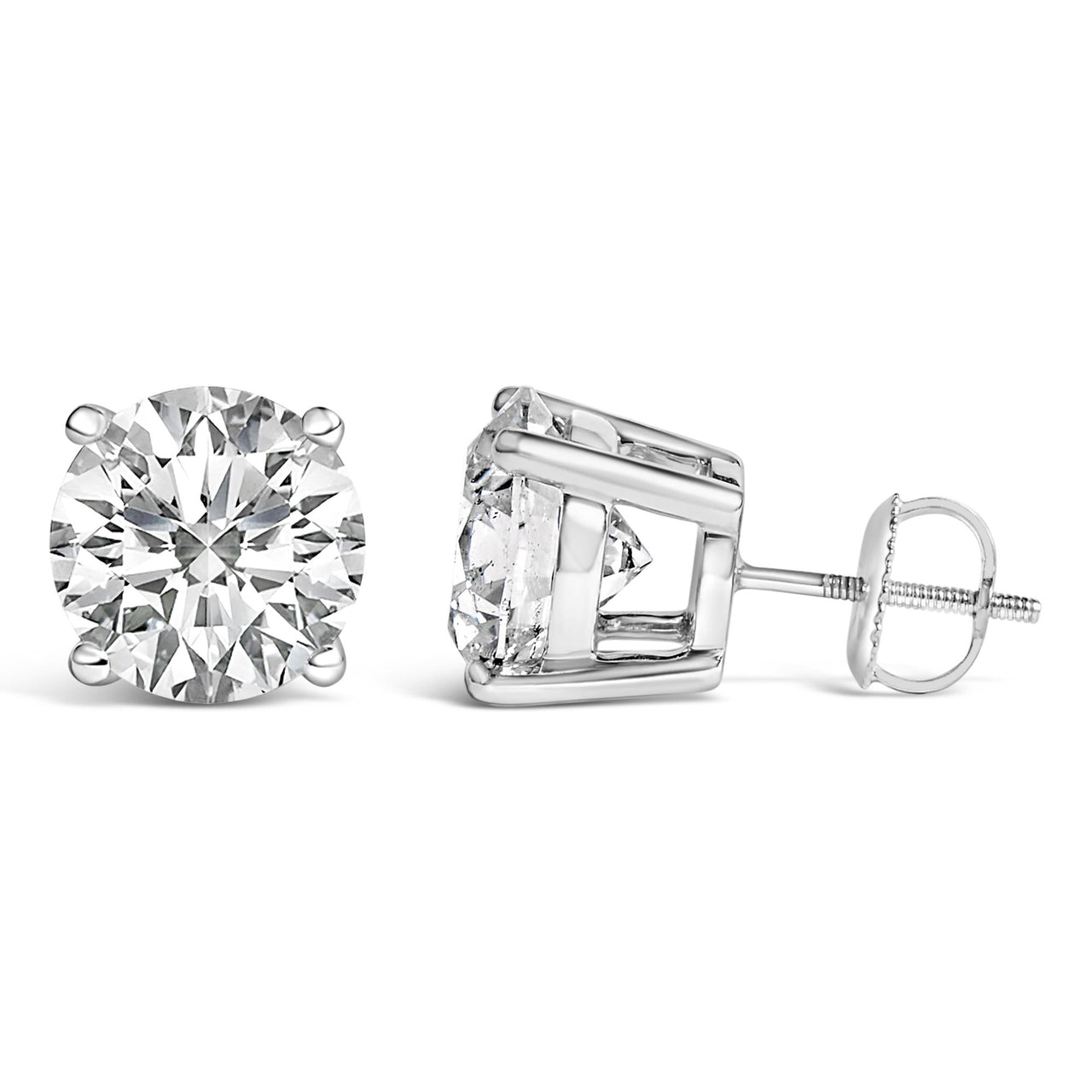 14K Gold Round Lab Grown Diamond Solitaire Stud Earrings with Screw Backs