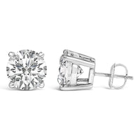 14K Gold Round Lab Grown Diamond Solitaire Stud Earrings with Screw Backs