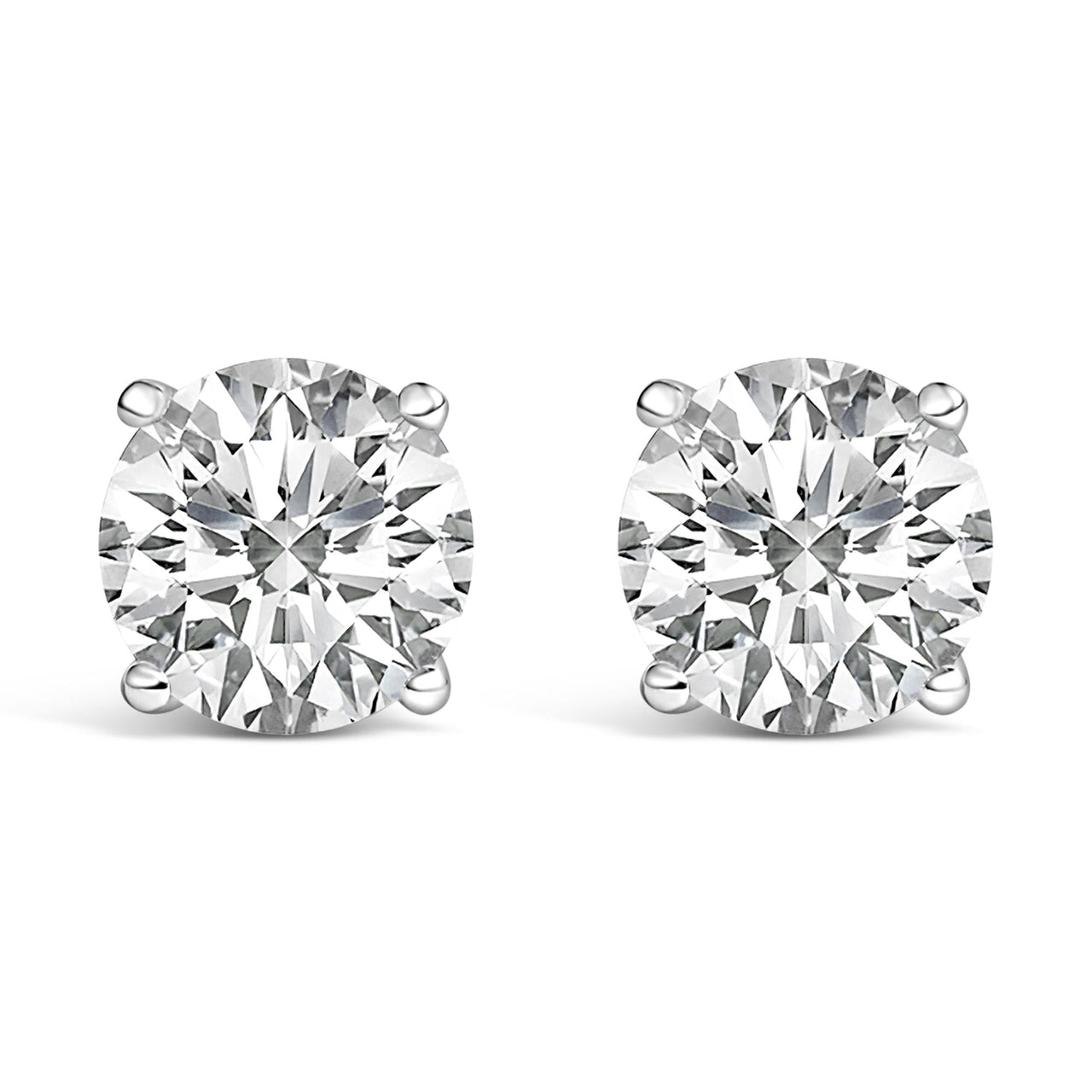 14K Gold Round Lab Grown Diamond Solitaire Stud Earrings with Screw Backs