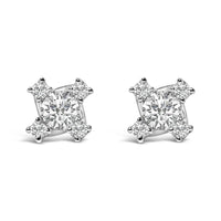Sterling Silver 1/2 Cttw Lab Grown Diamond Quad Cluster Stud Earrings