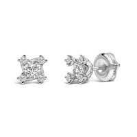 Sterling Silver 1/2 Cttw Lab Grown Diamond Quad Cluster Stud Earrings