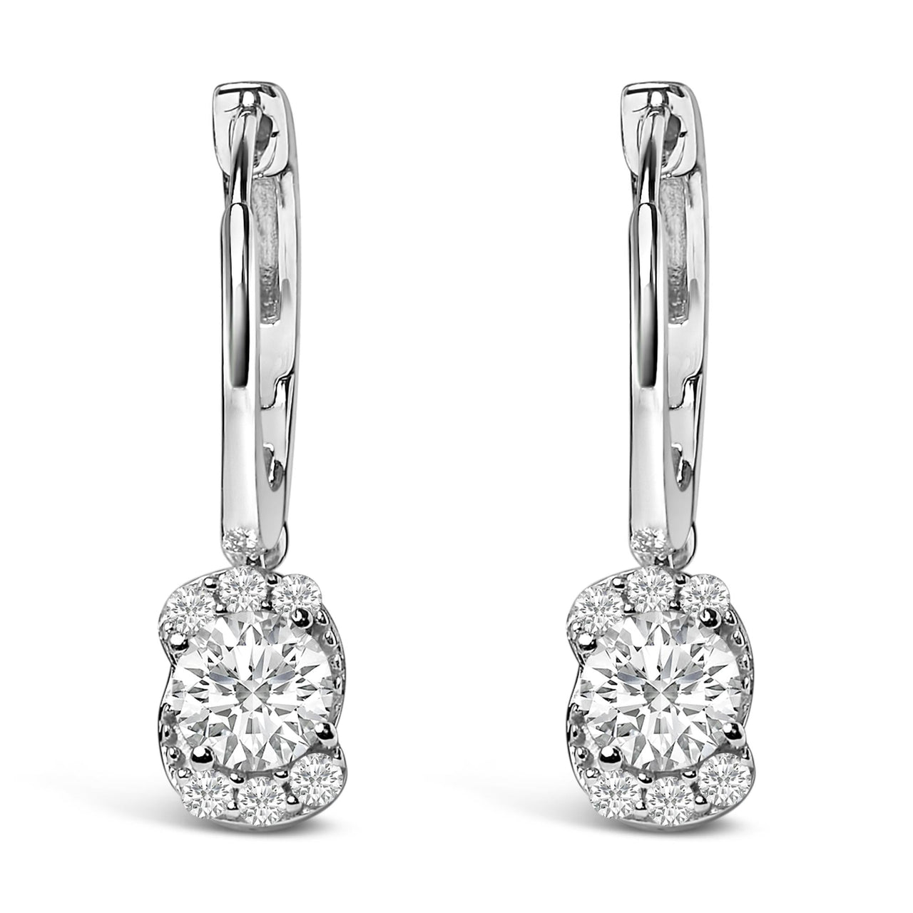 Sterling Silver 5/8 Cttw Lab Grown Diamond Oval Cluster Drop Earrings