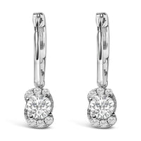 Sterling Silver 5/8 Cttw Lab Grown Diamond Oval Cluster Drop Earrings