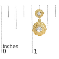 14K Yellow Gold Plated Sterling Silver 1/2 Cttw Lab Grown Diamond Rose Motif Drop Earrings
