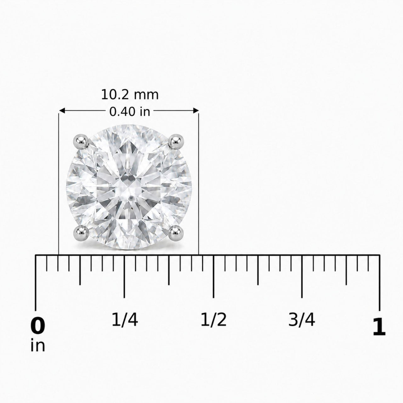 14K Gold Round Lab Grown Diamond Solitaire Stud Earrings with Screw Backs
