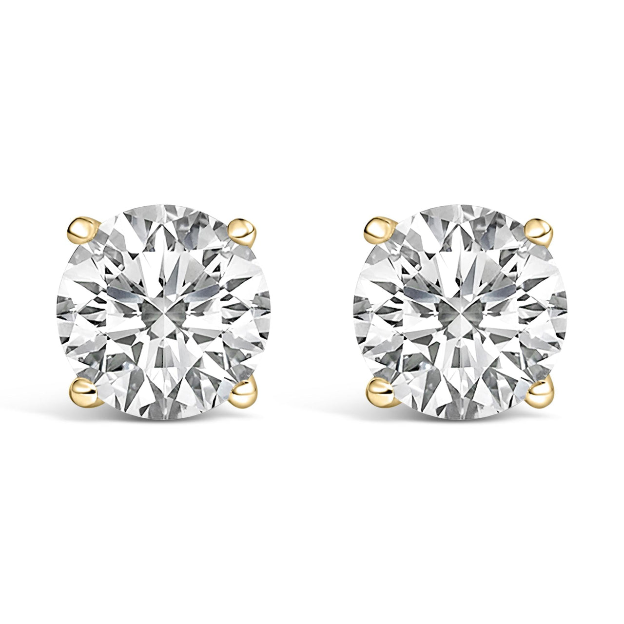 14K Gold Round Lab Grown Diamond Solitaire Stud Earrings with Screw Backs