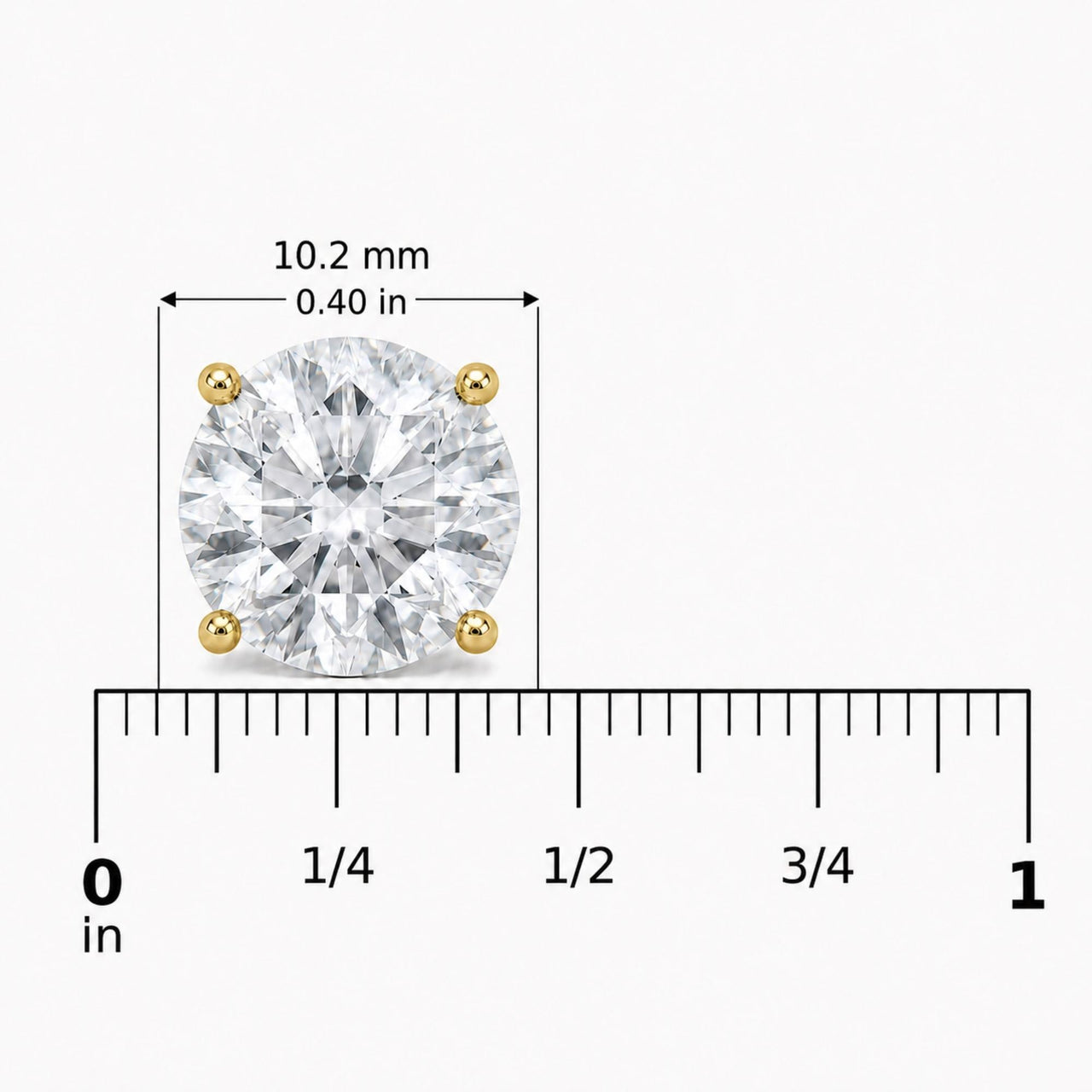 14K Gold Round Lab Grown Diamond Solitaire Stud Earrings with Screw Backs