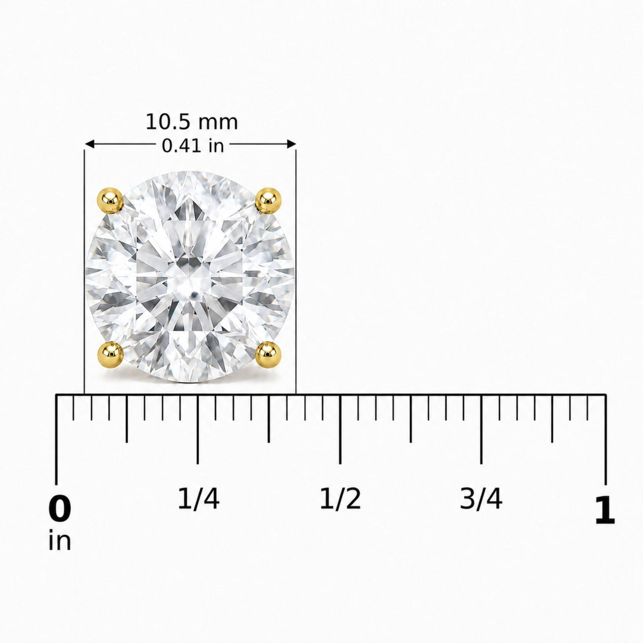 14K Gold Round Lab Grown Diamond Solitaire Stud Earrings with Screw Backs