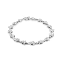 14K Gold 1 1/5 Cttw Round Diamond Floral Star-Shaped Link Bracelet (H-I Color, SI1-SI2 Clarity) -Size 7