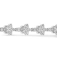 14K Gold 1 1/5 Cttw Round Diamond Floral Star-Shaped Link Bracelet (H-I Color, SI1-SI2 Clarity) -Size 7