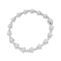 14K Gold 1 1/5 Cttw Round Diamond Floral Star-Shaped Link Bracelet (H-I Color, SI1-SI2 Clarity) -Size 7