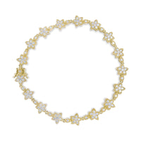 14K Gold 1 1/5 Cttw Round Diamond Floral Star-Shaped Link Bracelet (H-I Color, SI1-SI2 Clarity) -Size 7