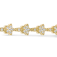14K Gold 1 1/5 Cttw Round Diamond Floral Star-Shaped Link Bracelet (H-I Color, SI1-SI2 Clarity) -Size 7