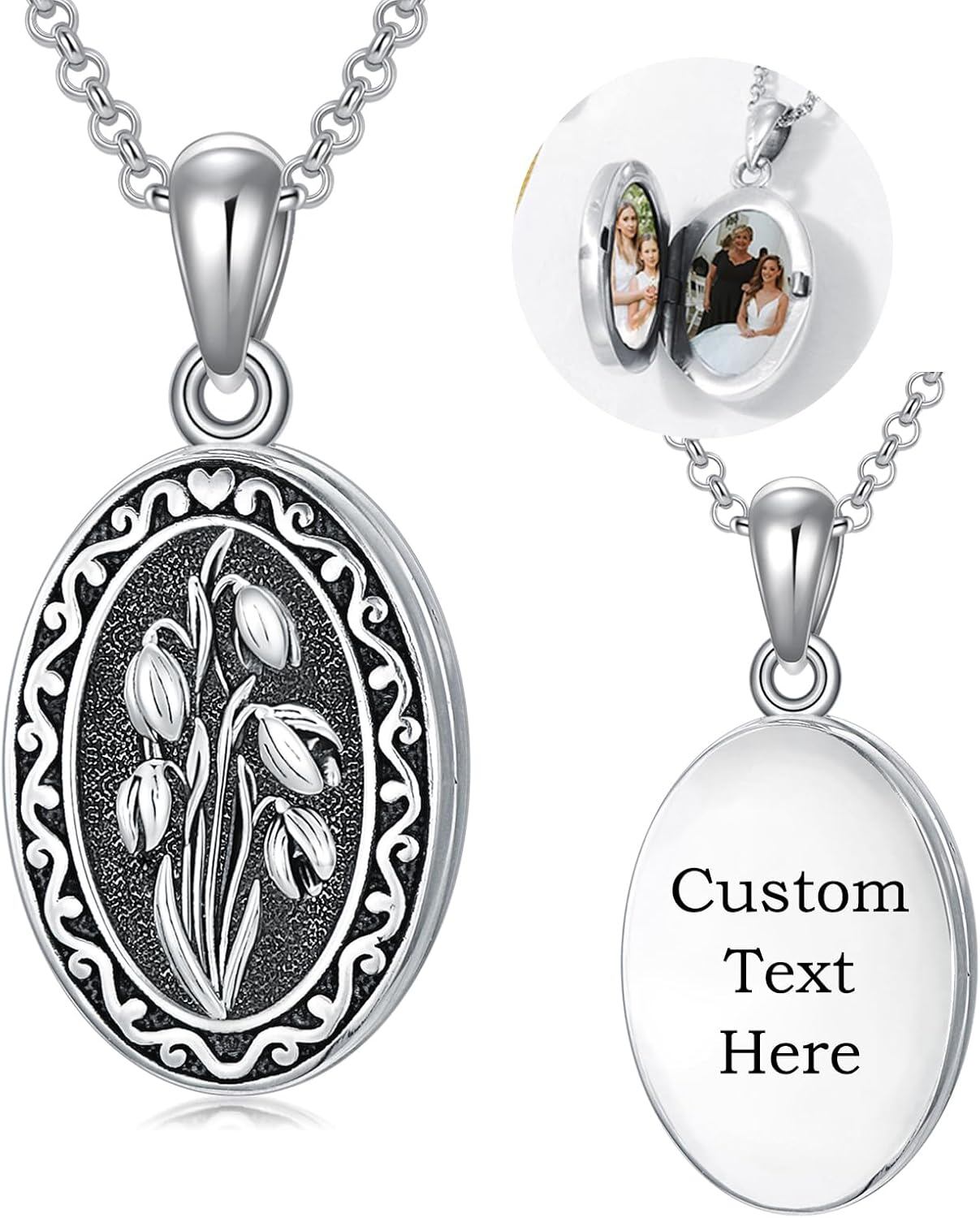 925 Sterling Silver Photo Locket Necklace