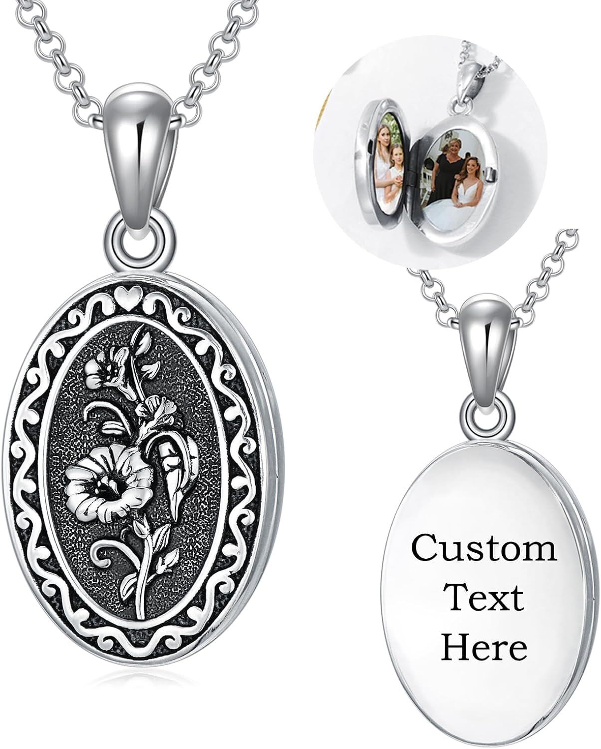 925 Sterling Silver Photo Locket Necklace