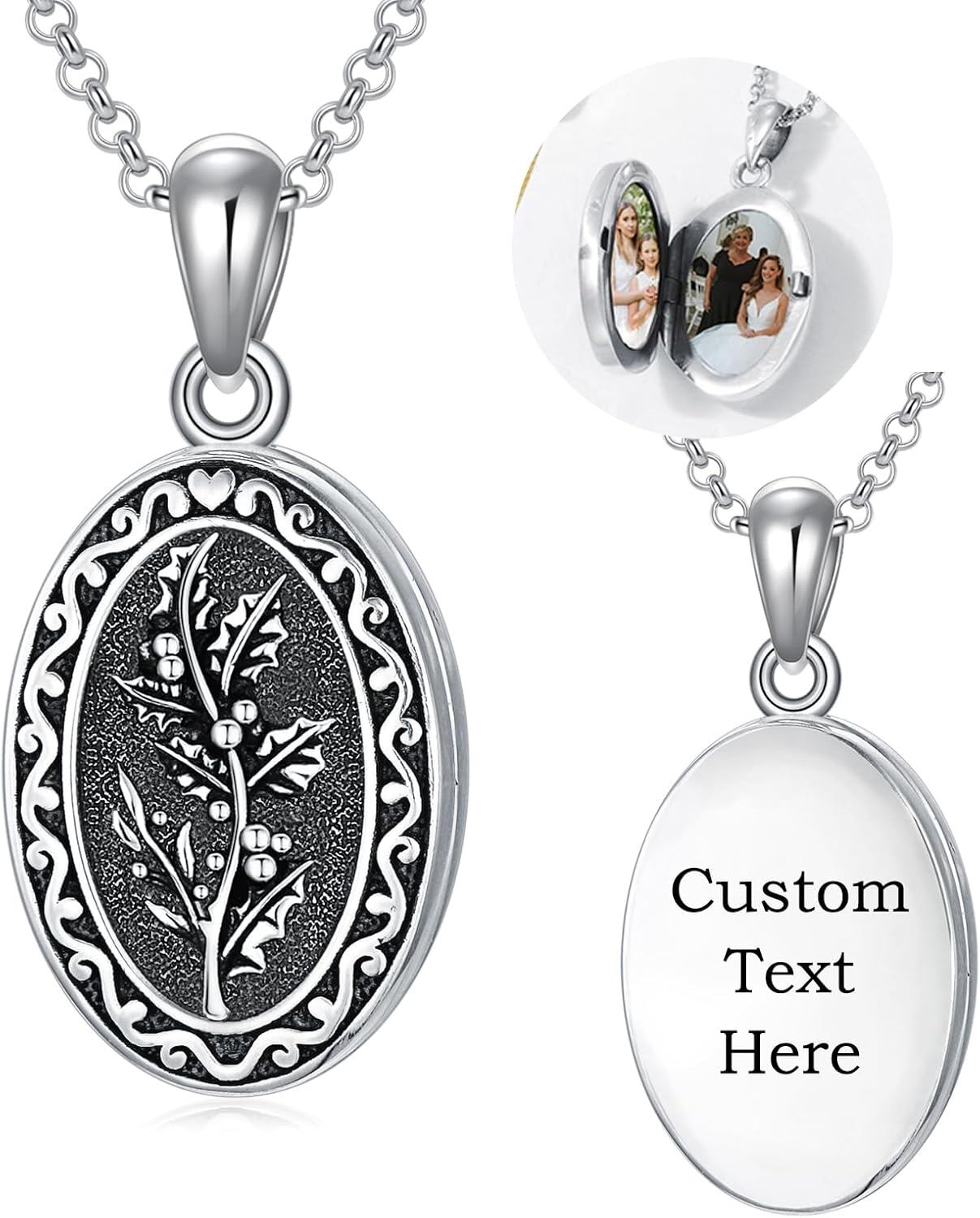 925 Sterling Silver Photo Locket Necklace