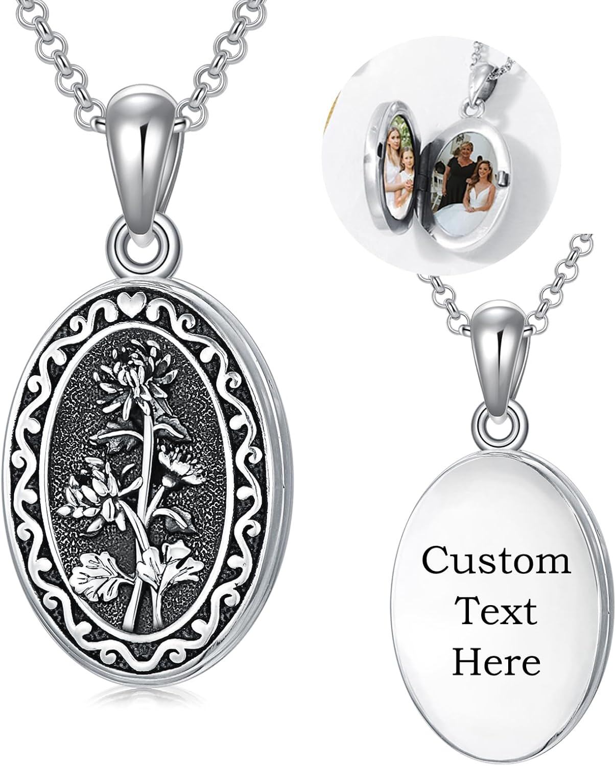 925 Sterling Silver Photo Locket Necklace