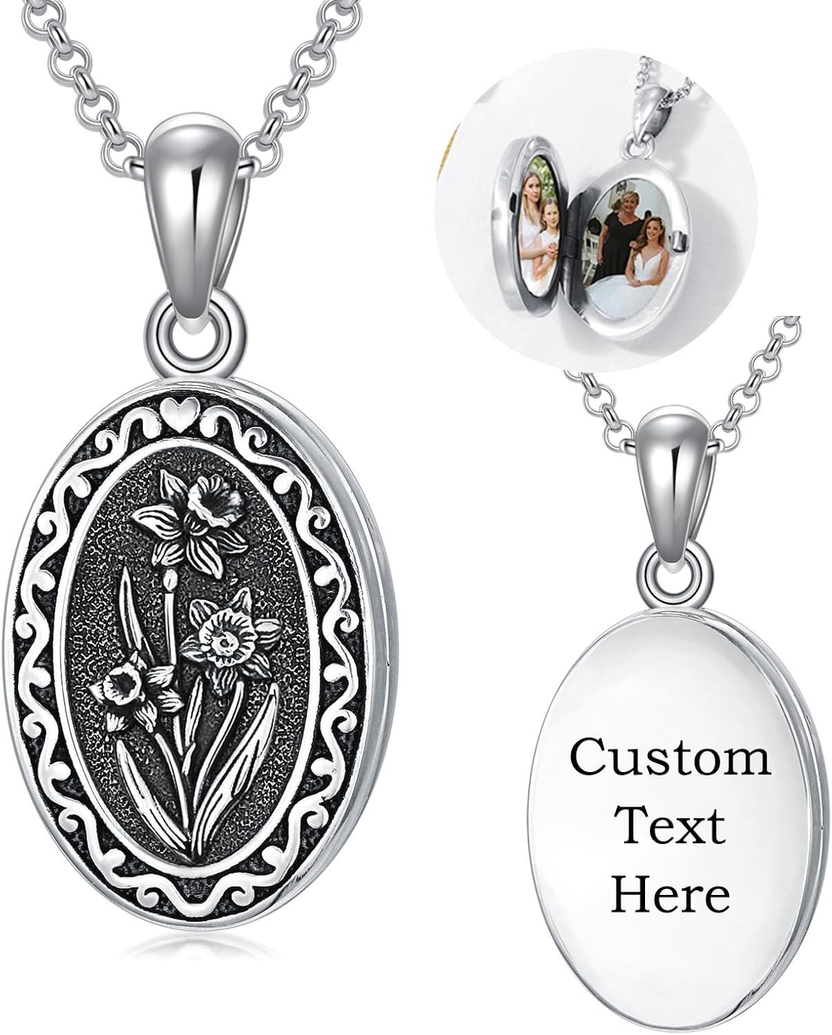 925 Sterling Silver Photo Locket Necklace