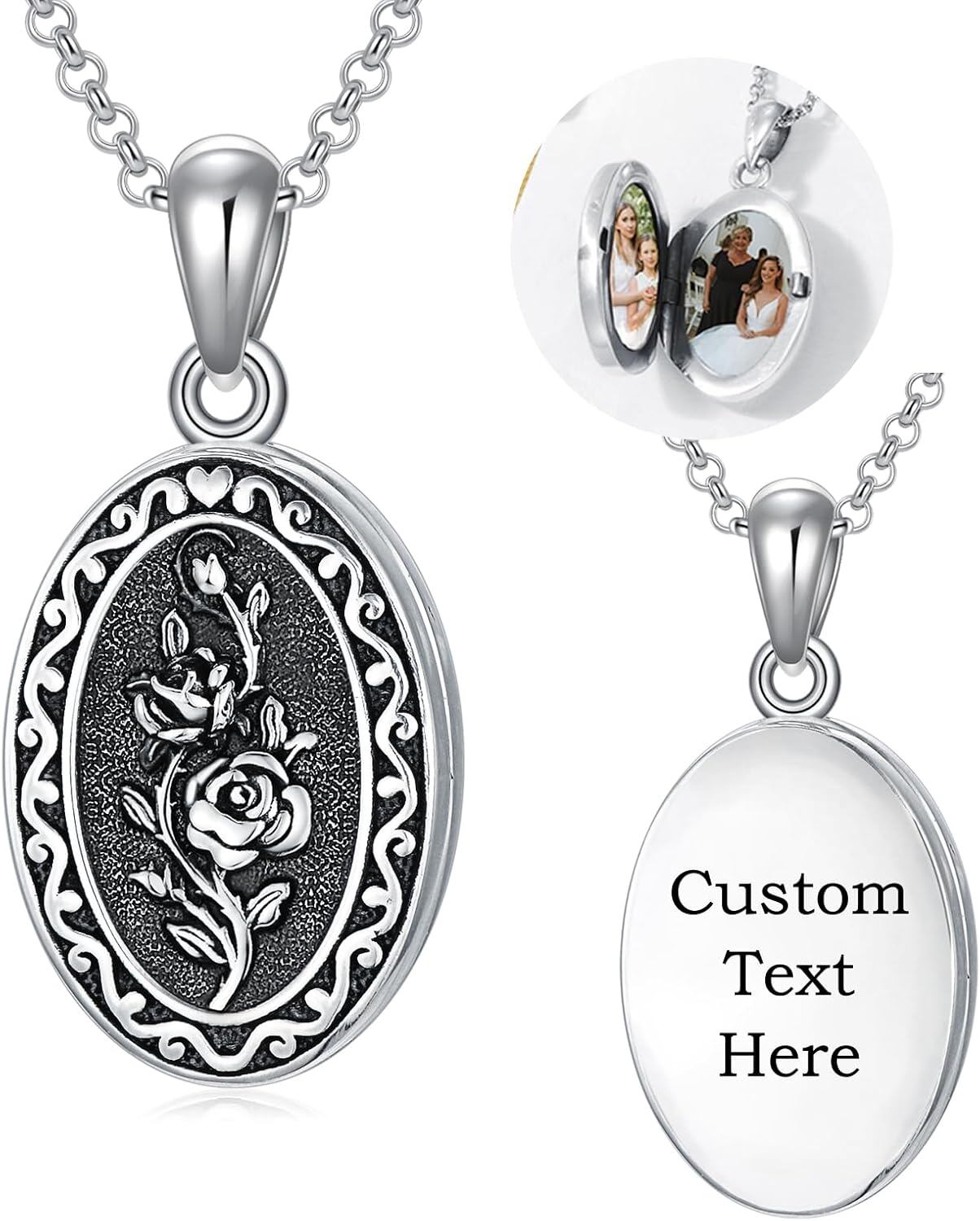 925 Sterling Silver Photo Locket Necklace