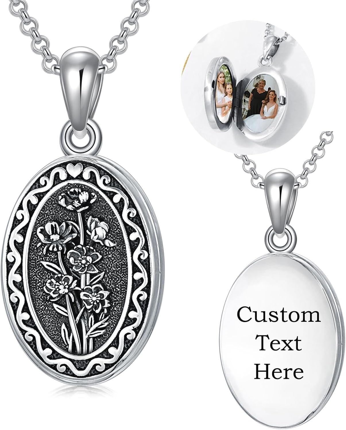 925 Sterling Silver Photo Locket Necklace