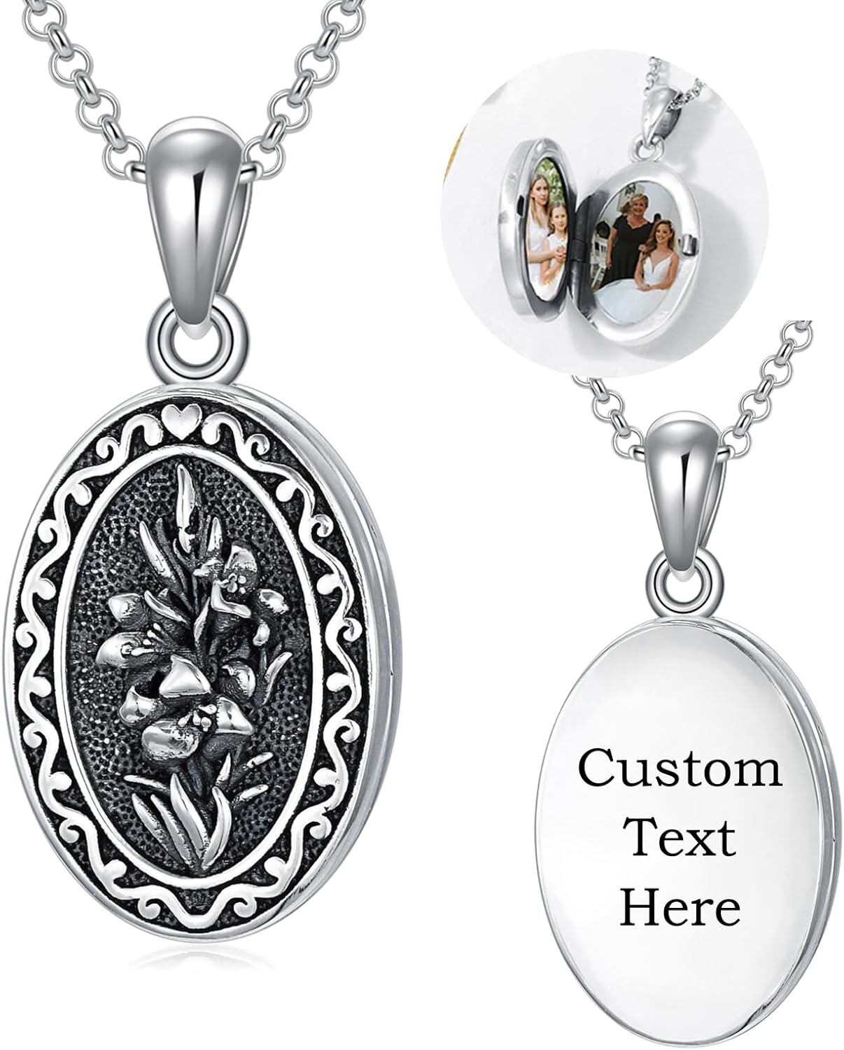 925 Sterling Silver Photo Locket Necklace