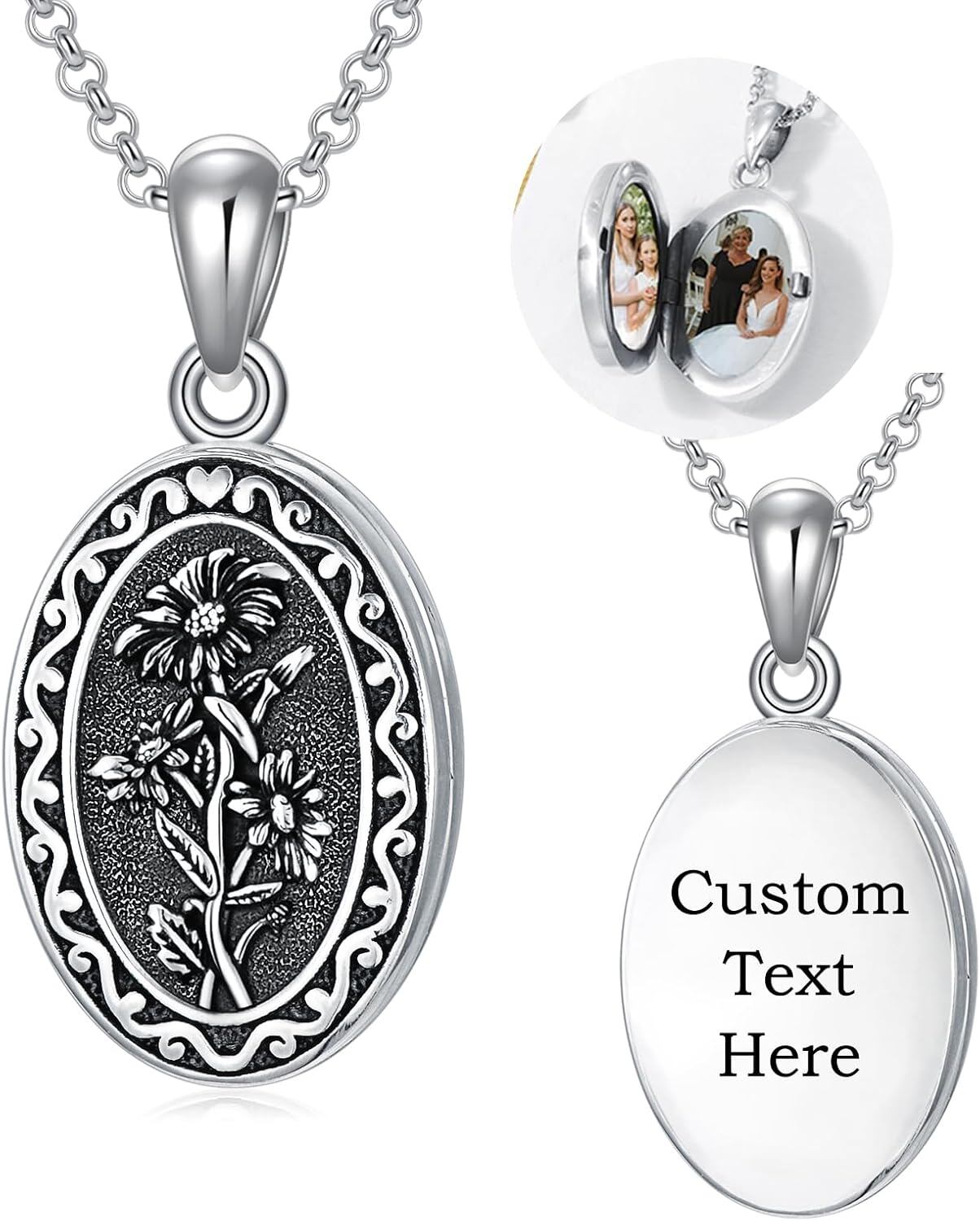 925 Sterling Silver Photo Locket Necklace