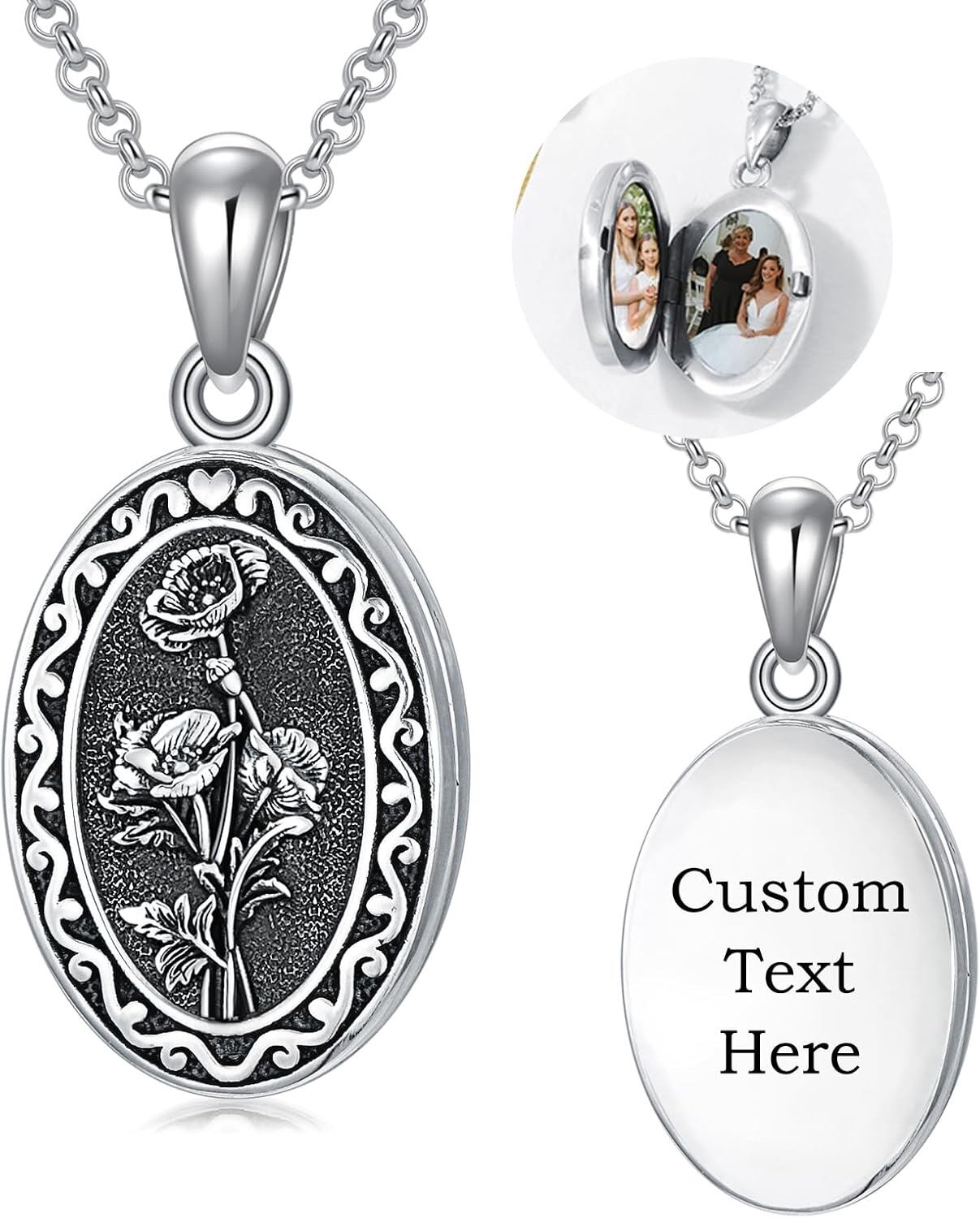 925 Sterling Silver Photo Locket Necklace