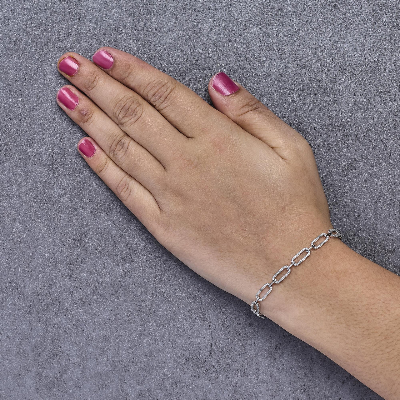 14K White Gold 1.00 Cttw Paperclip Link Bracelet