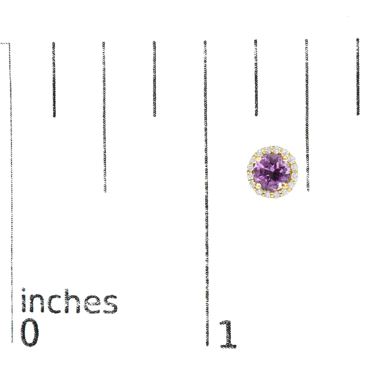 10K Gold Gemstone and 1/6 Cttw Diamond Halo Stud Earring