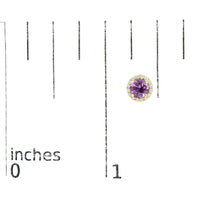 10K Gold Gemstone and 1/6 Cttw Diamond Halo Stud Earring