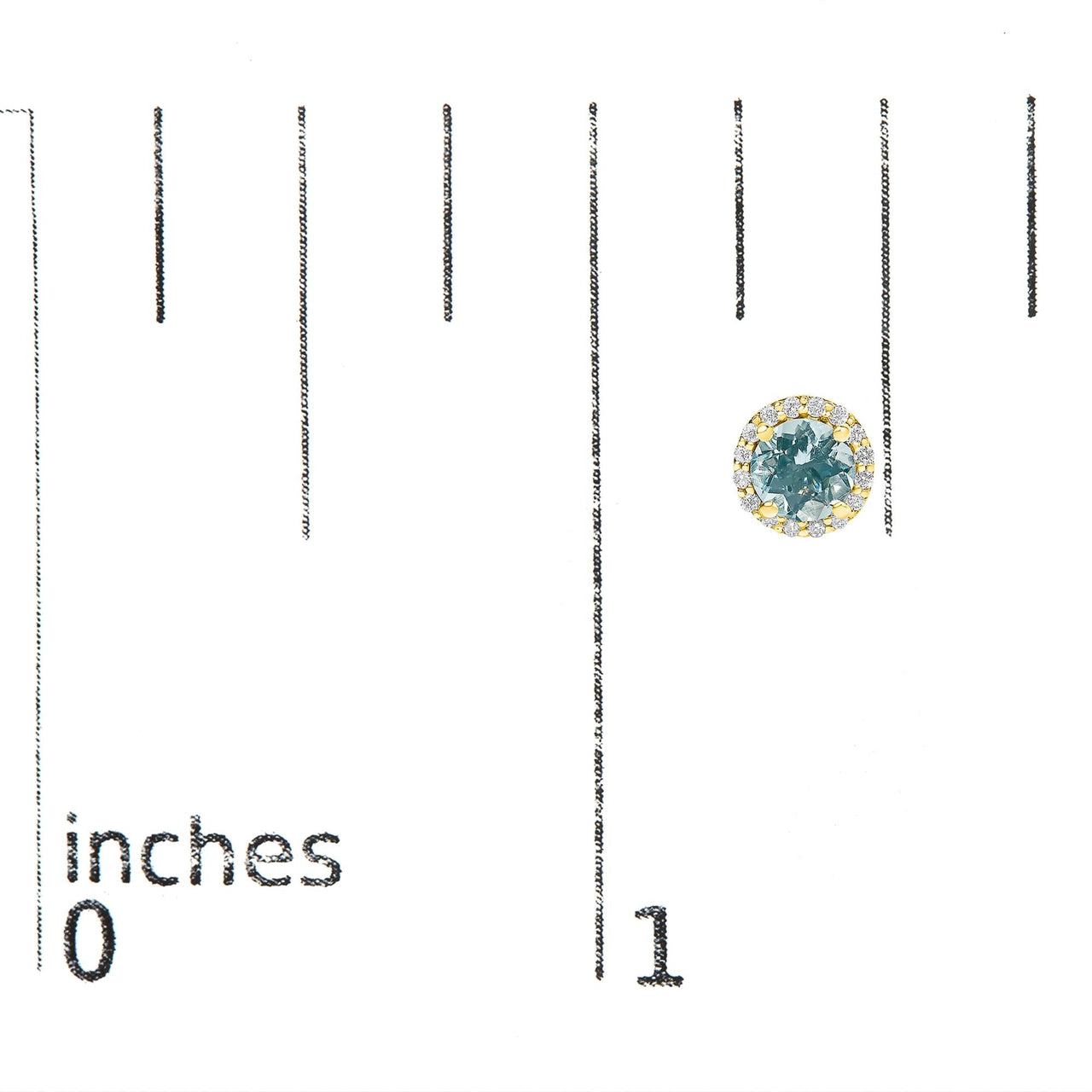10K Gold Gemstone and 1/6 Cttw Diamond Halo Stud Earring