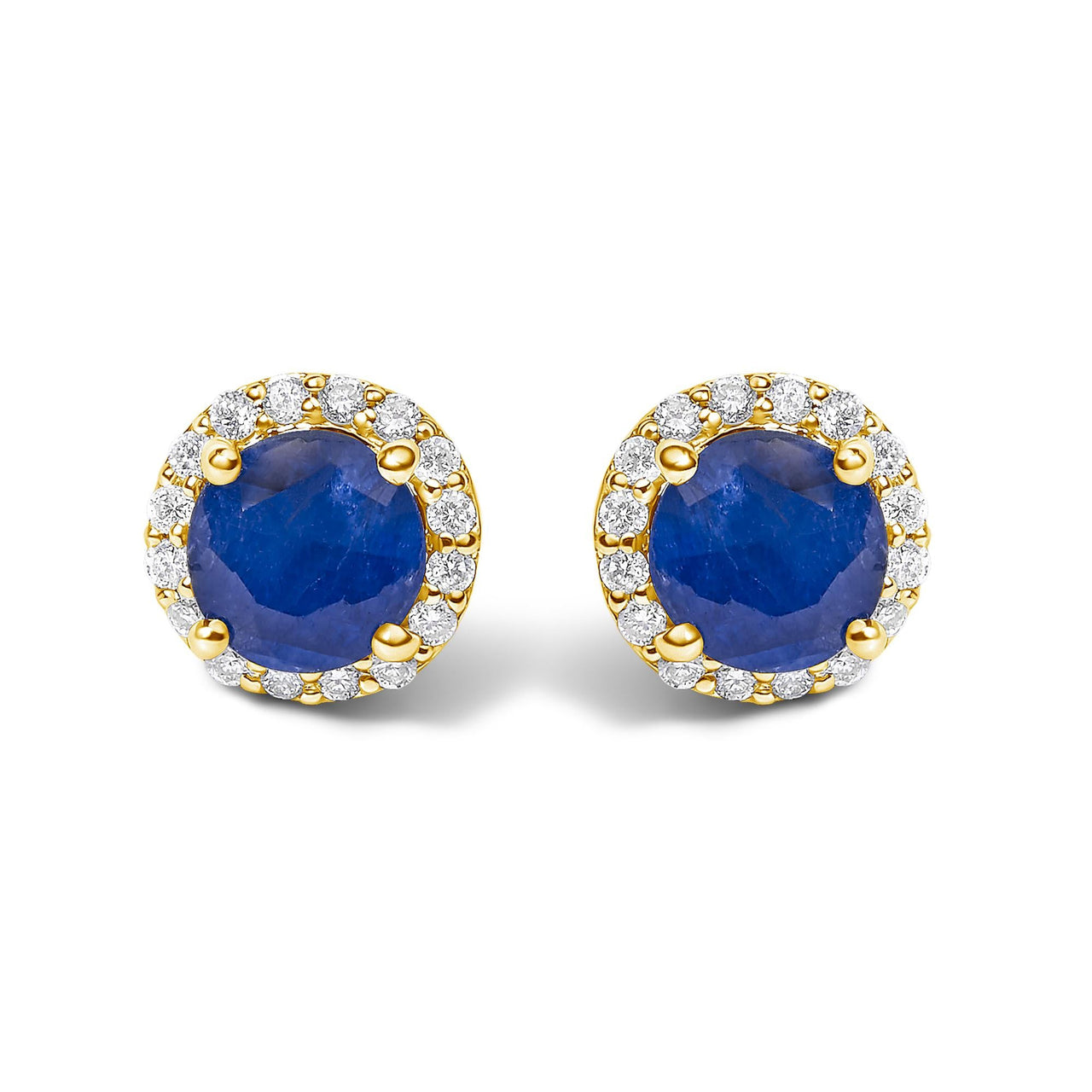 10K Gold Gemstone and 1/6 Cttw Diamond Halo Stud Earring