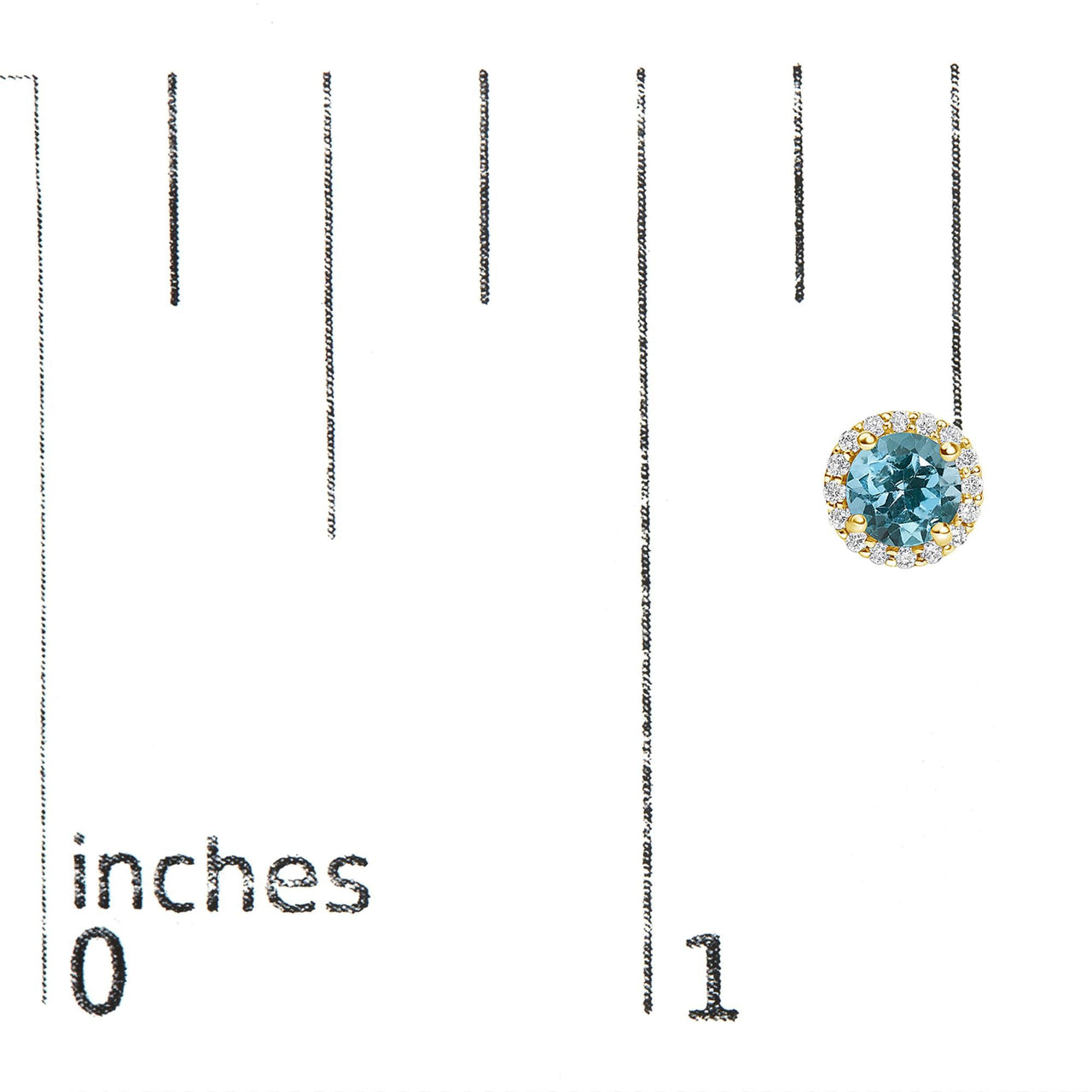 10K Gold Gemstone and 1/6 Cttw Diamond Halo Stud Earring