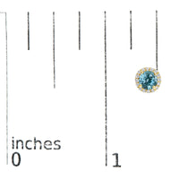 10K Gold Gemstone and 1/6 Cttw Diamond Halo Stud Earring
