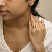 10K Gold Gemstone and 1/6 Cttw Diamond Halo Stud Earring