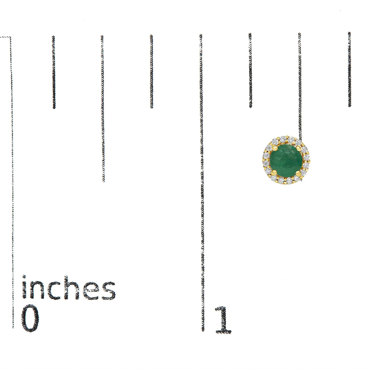 10K Gold Gemstone and 1/6 Cttw Diamond Halo Stud Earring