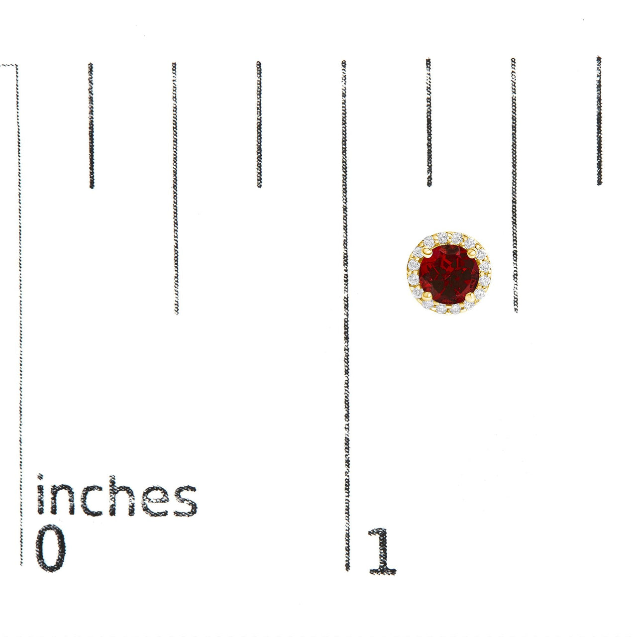 10K Gold Gemstone and 1/6 Cttw Diamond Halo Stud Earring