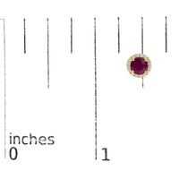 10K Gold Gemstone and 1/6 Cttw Diamond Halo Stud Earring