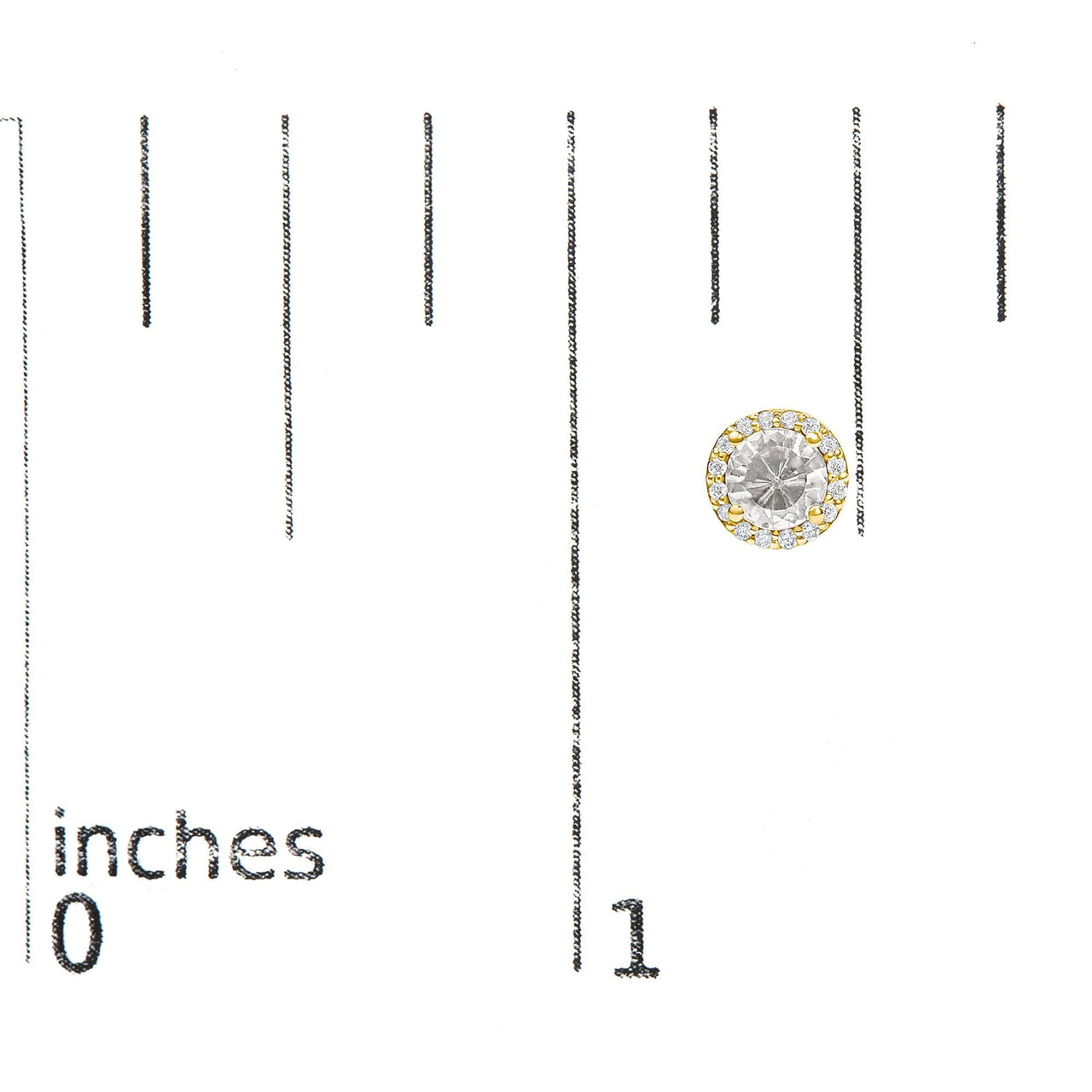 10K Gold Gemstone and 1/6 Cttw Diamond Halo Stud Earring