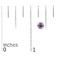10K Gold Gemstone and 1/6 Cttw Diamond Halo Stud Earring