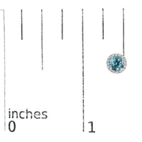 10K Gold Gemstone and 1/6 Cttw Diamond Halo Stud Earring